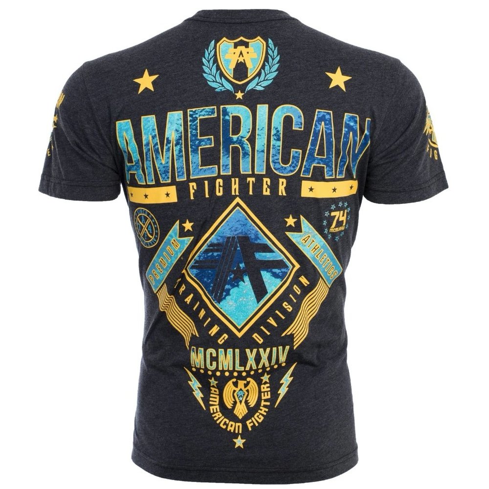 AMERICAN FIGHTER Men's T-Shirt LANDER Athletic Biker GYM Black MMA